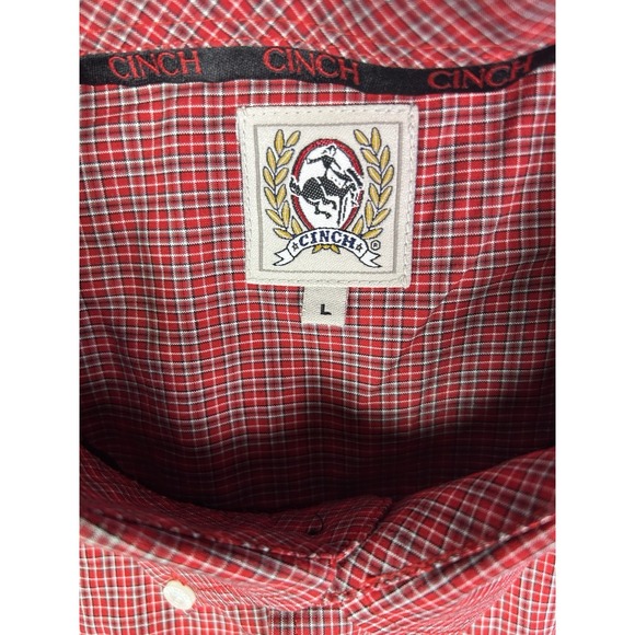 Cinch Men's Size Large Small Check Long Sleeve Button- up Shirt Western - Picture 6 of 6
